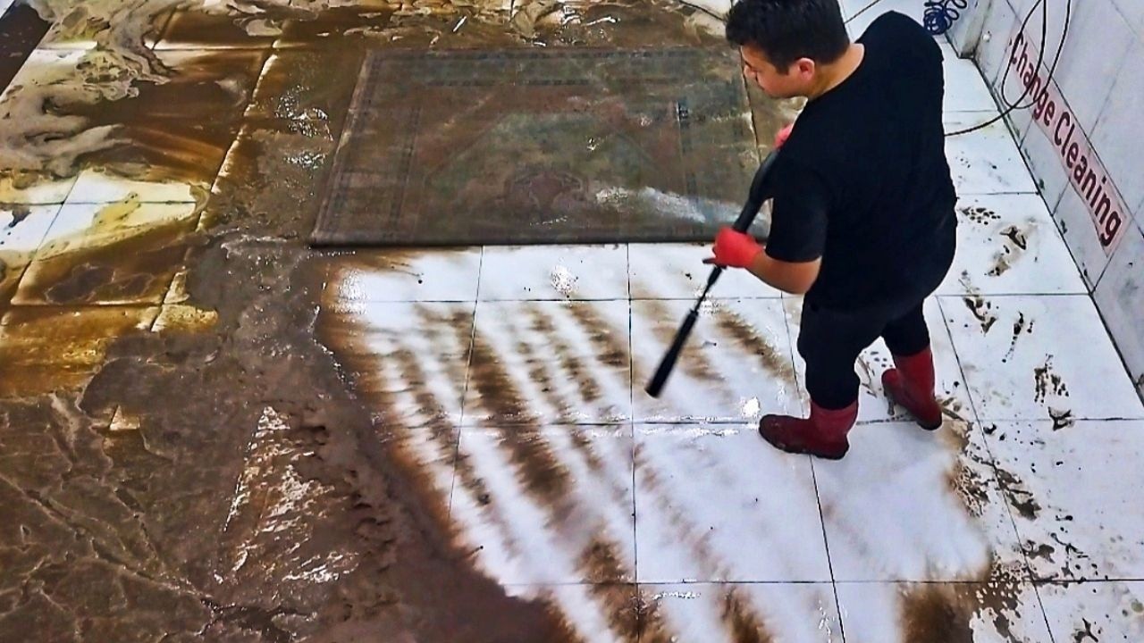 Washed a Giant Dirty Turkish Rug – Satisfying ASMR Thumbnail