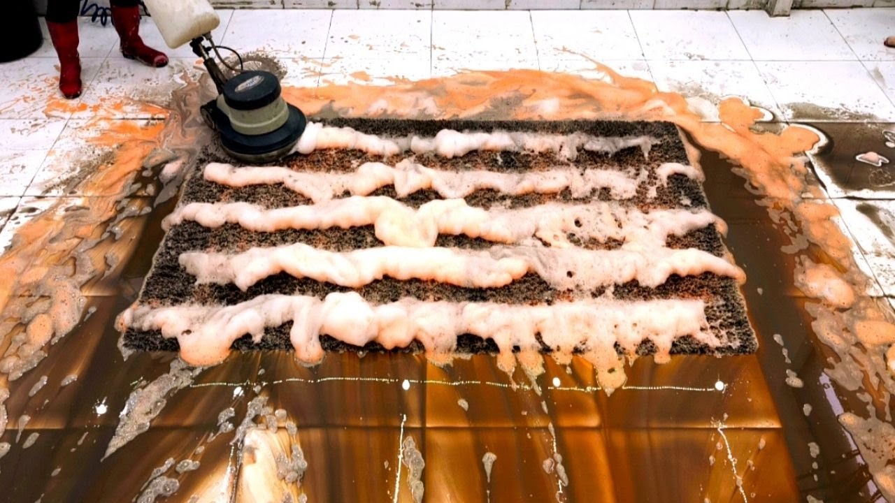 Ultra Dirty Shaggy Carpet / Deep Cleaning with Stain Remover Foam – ASMR Thumbnail