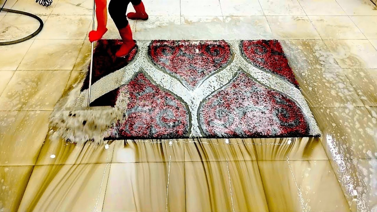 Deep Cleaning of This Beautiful Shaggy Rug from Start to Finish – Satisfying ASMR